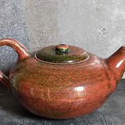 Théière de potier en grès émaillé vintage