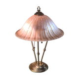 brushed brass lamp glass shade vianne 1970 to 80 with independent pulls h47x35