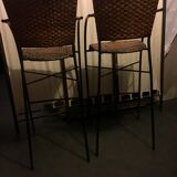 2 tabourets de bar en osier