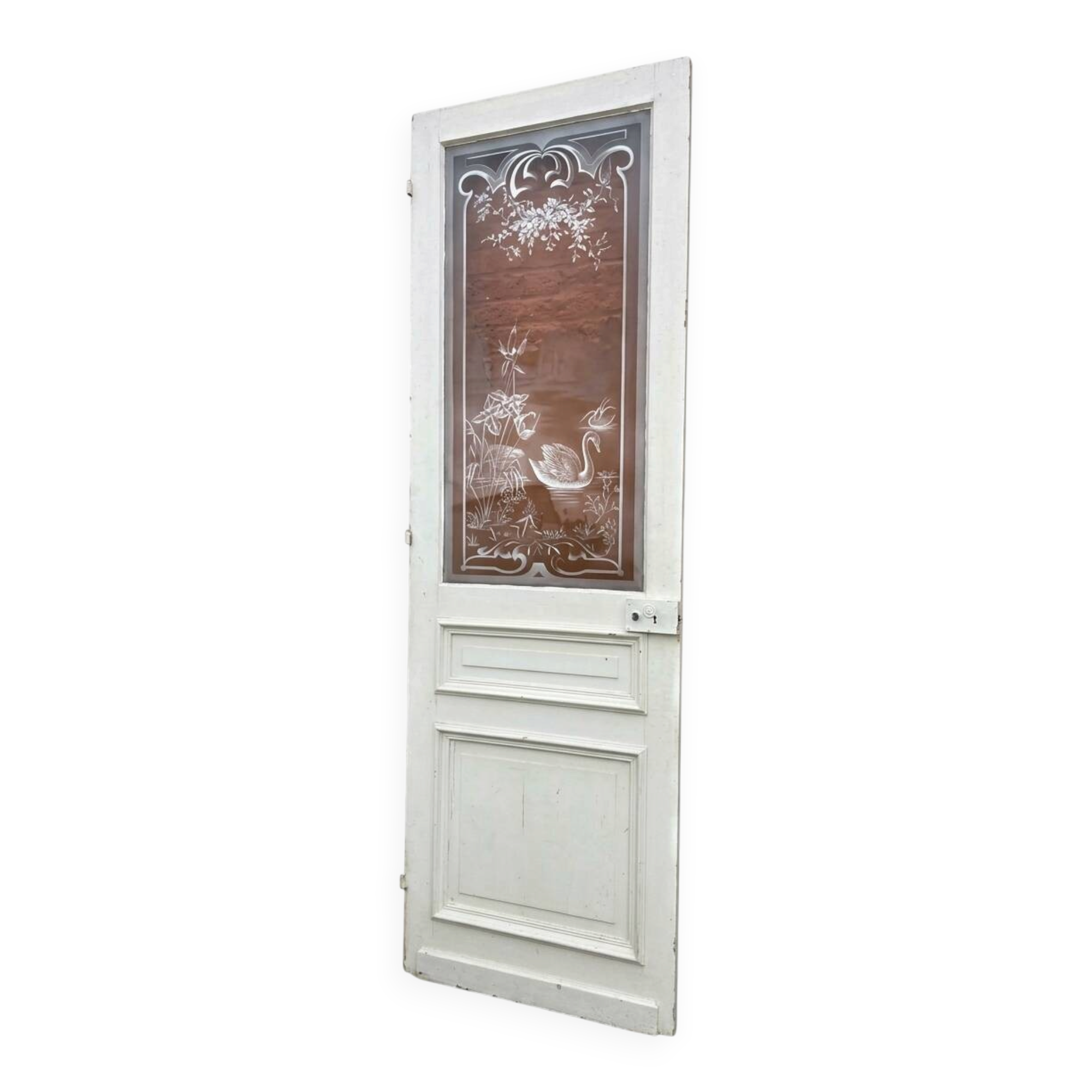 Engraved glass door, late 19th century.