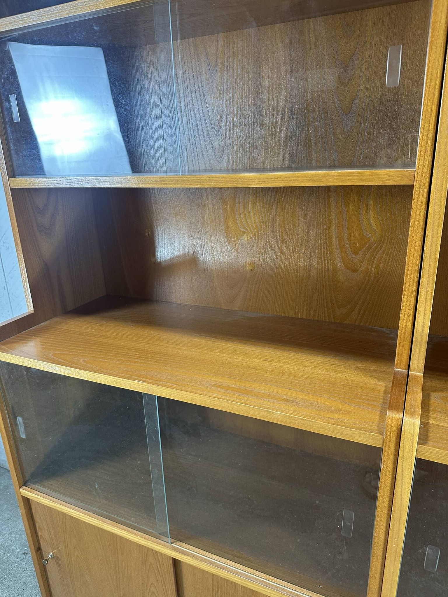Pair of large vintage wooden display cabinets – 1960s/70s