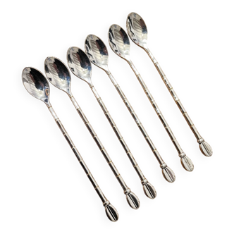 6 longues cuillères en métal argenté