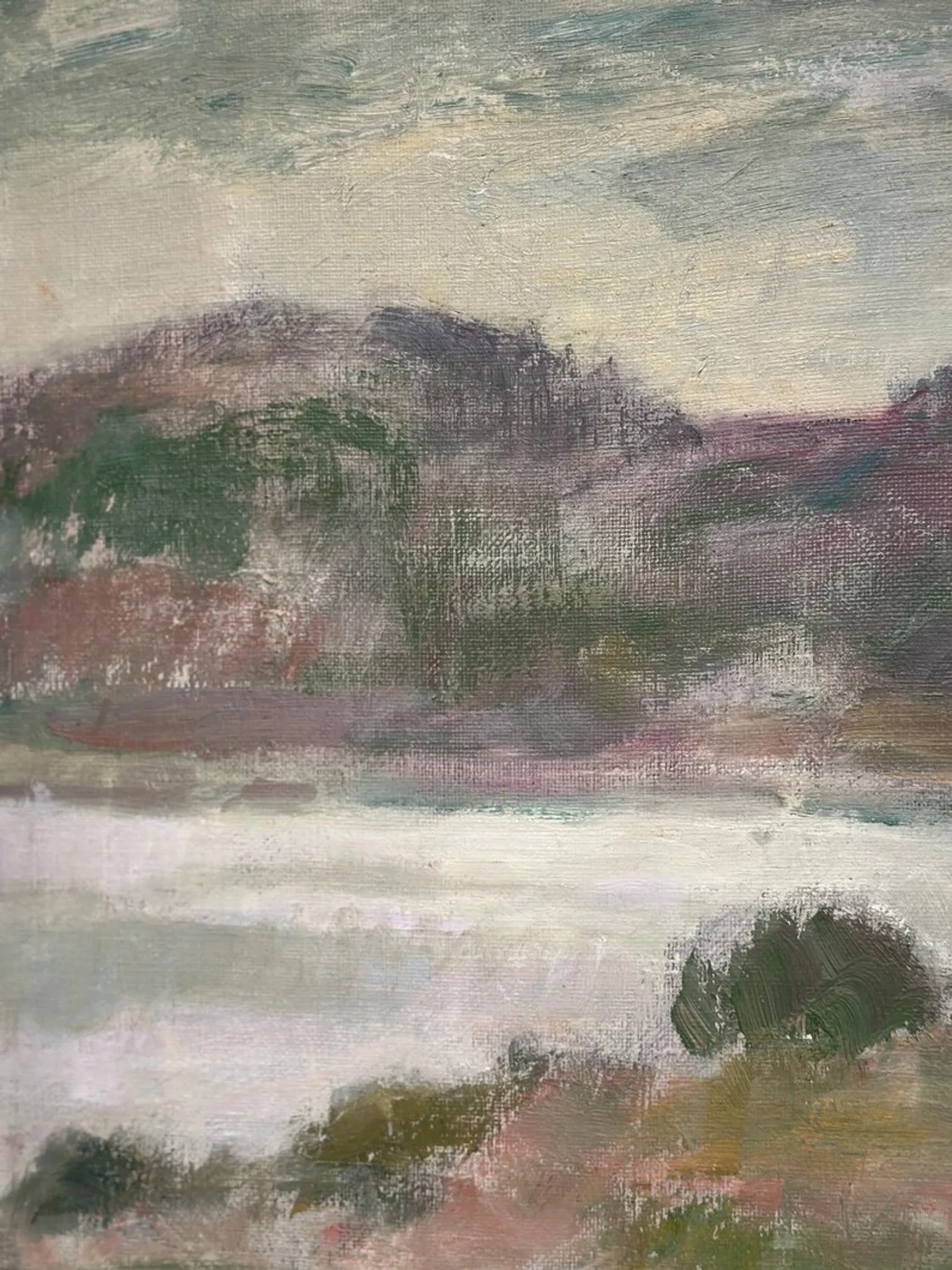 Large Original Swedish Oil on Canvas – "Early Morning" by Gunnel Forssell – Signed – Vintage and Framed – 83 × 50 cm (32.7" × 19.7")