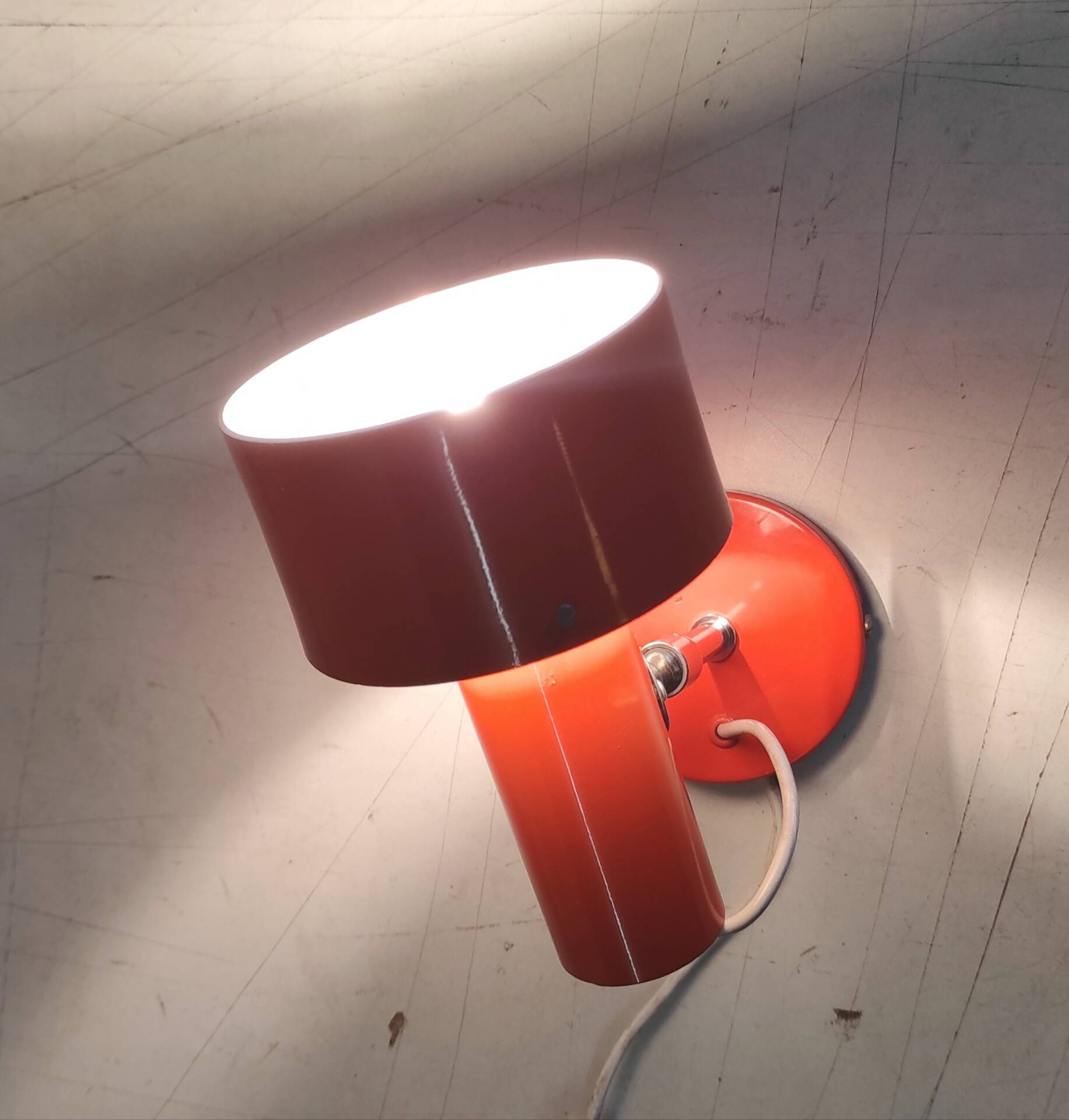 Orange metal wall light by Delmas - 1960s/70s