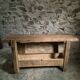 Vintage French beech side table, console, washbasin unit, industrial side table, circa 1950–1970.