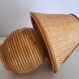 Paire de lampes en bambou et osier
