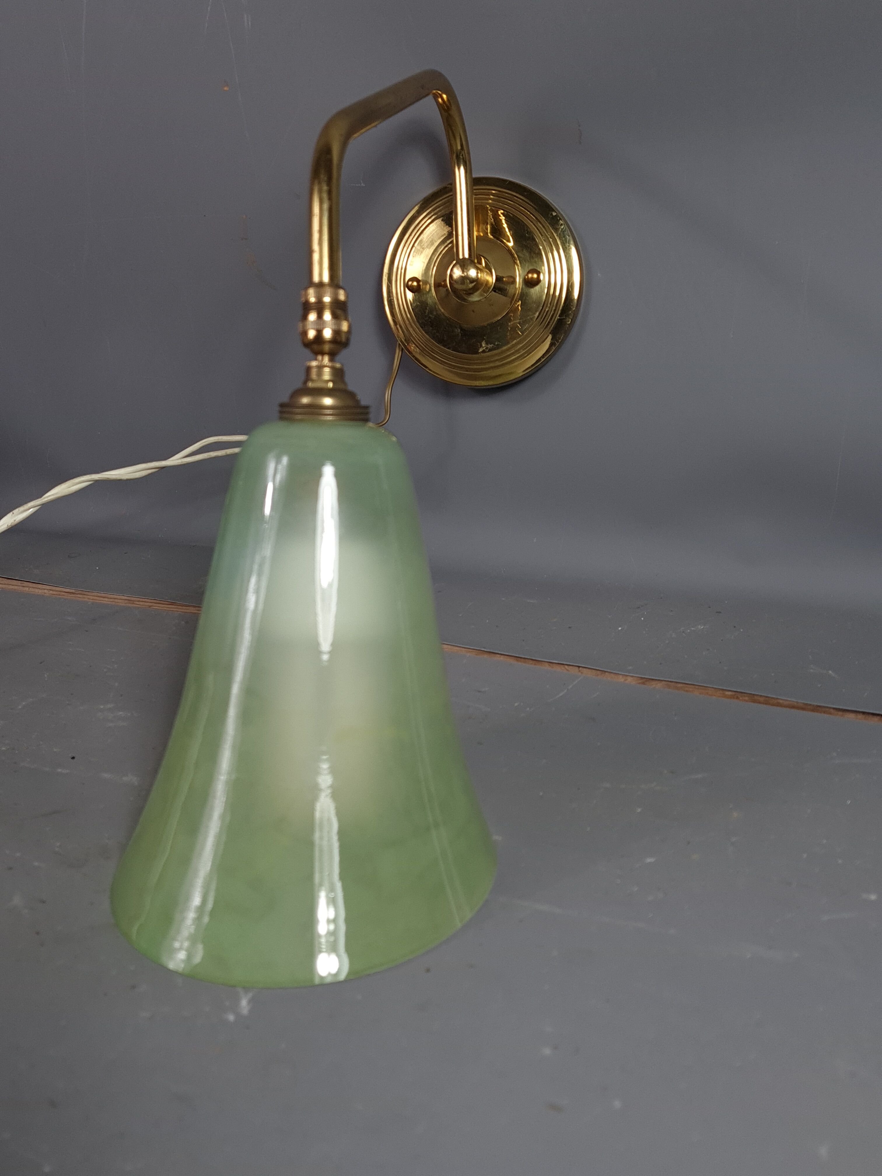Wall lamp glass & brass vintage 50s