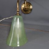 Wall lamp glass & brass vintage 50s