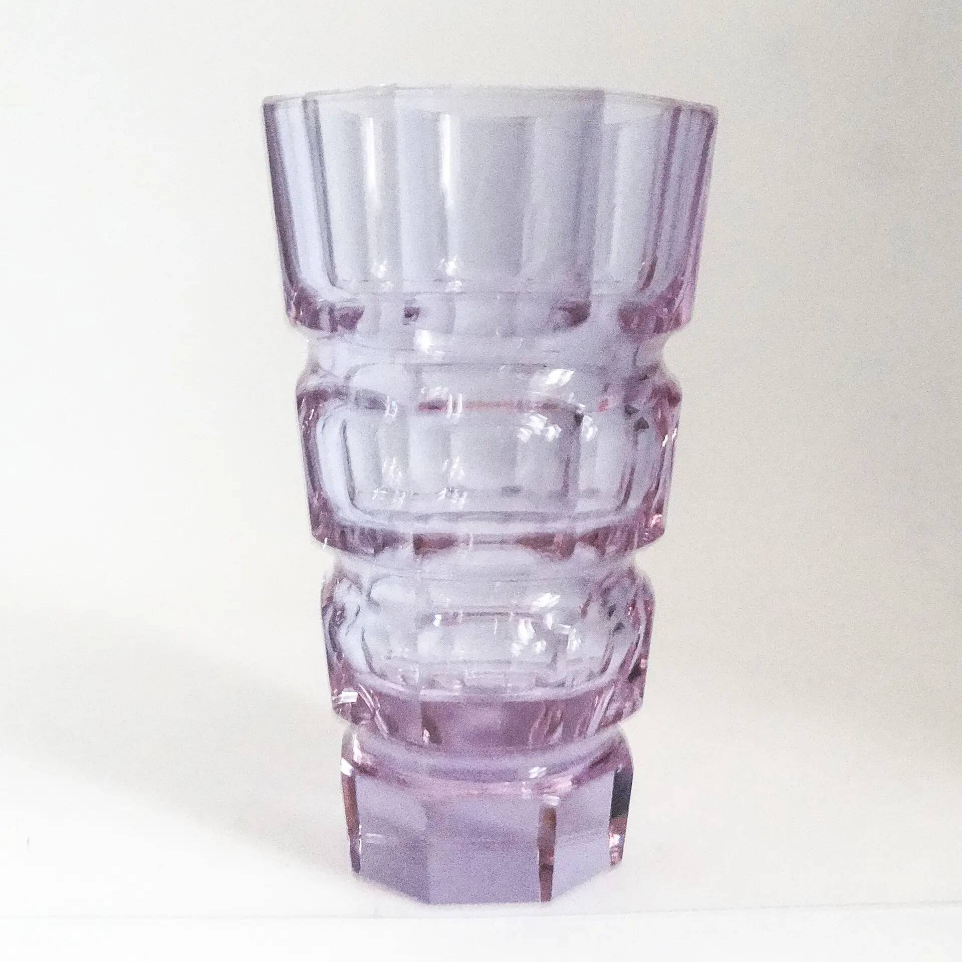 Art Deco vase, alexandrite glass, design by J. Hoffmann, Moser, Czechoslovakia, 1930s