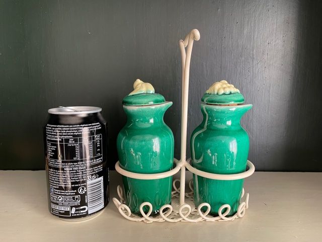 Oiler vintage vinegar 1950 ceramic and perforated metal