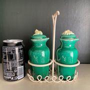 Oiler vintage vinegar 1950 ceramic and perforated metal