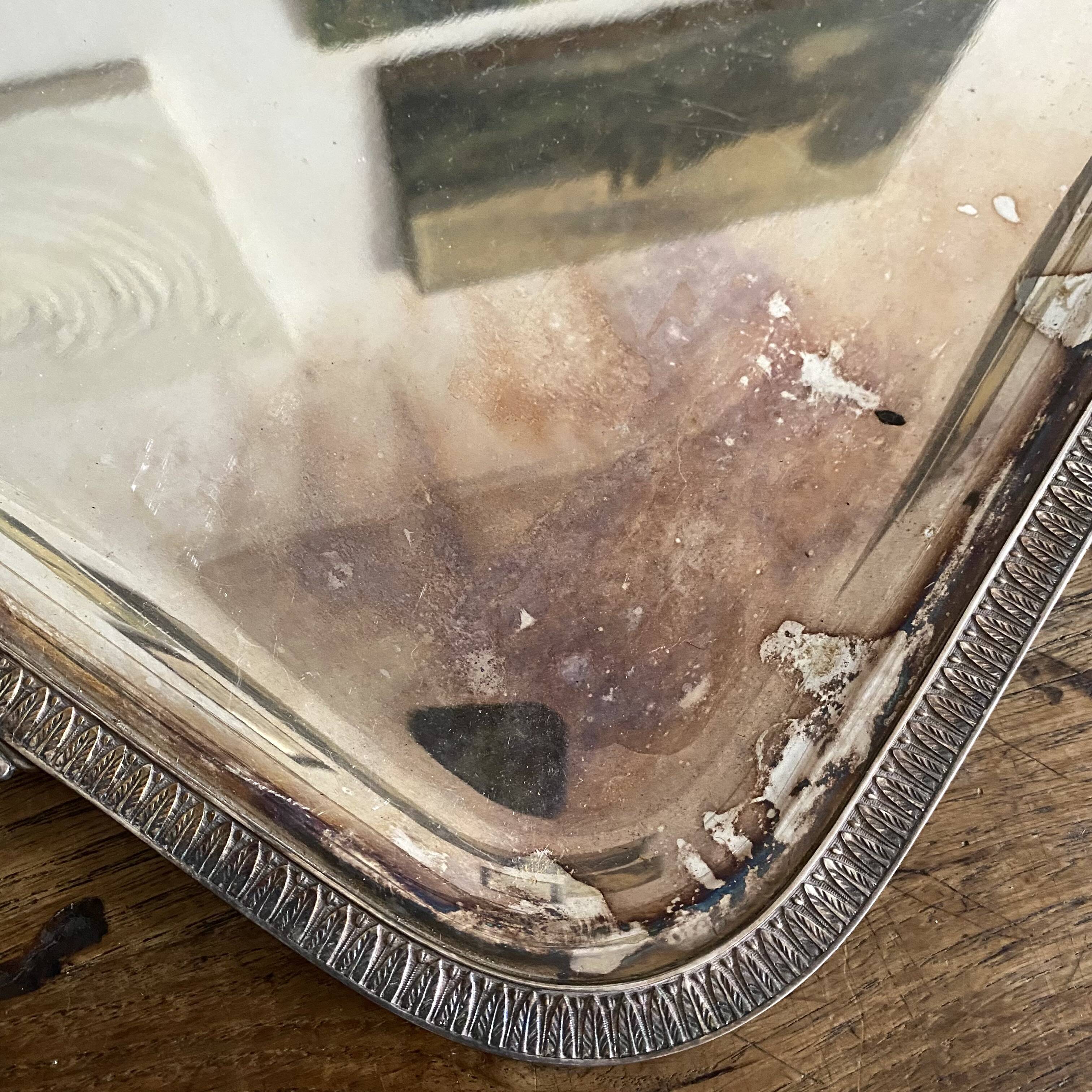 Silver-plated metal serving tray