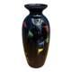 Black glass vase with red, green, blue and yellow details 1960s