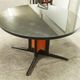 Table and 6 armchairs Baumann Diese, design Pagnon Pelhaître, Wenge color and red,