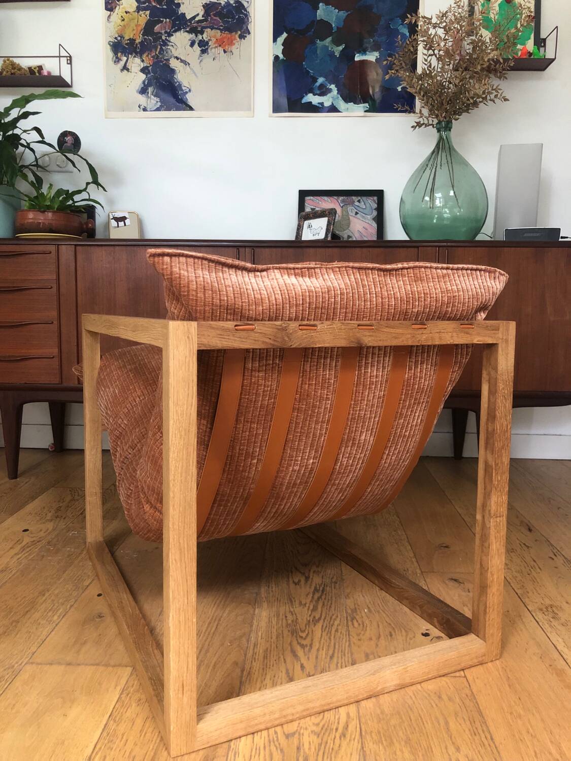 Wood / Velvet Armchair