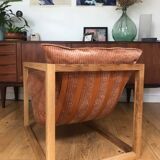 Fauteuil en bois et velours