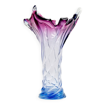 Very Large Mid-Century Murano Glass Twisted Vase from Fratelli Toso, Italy