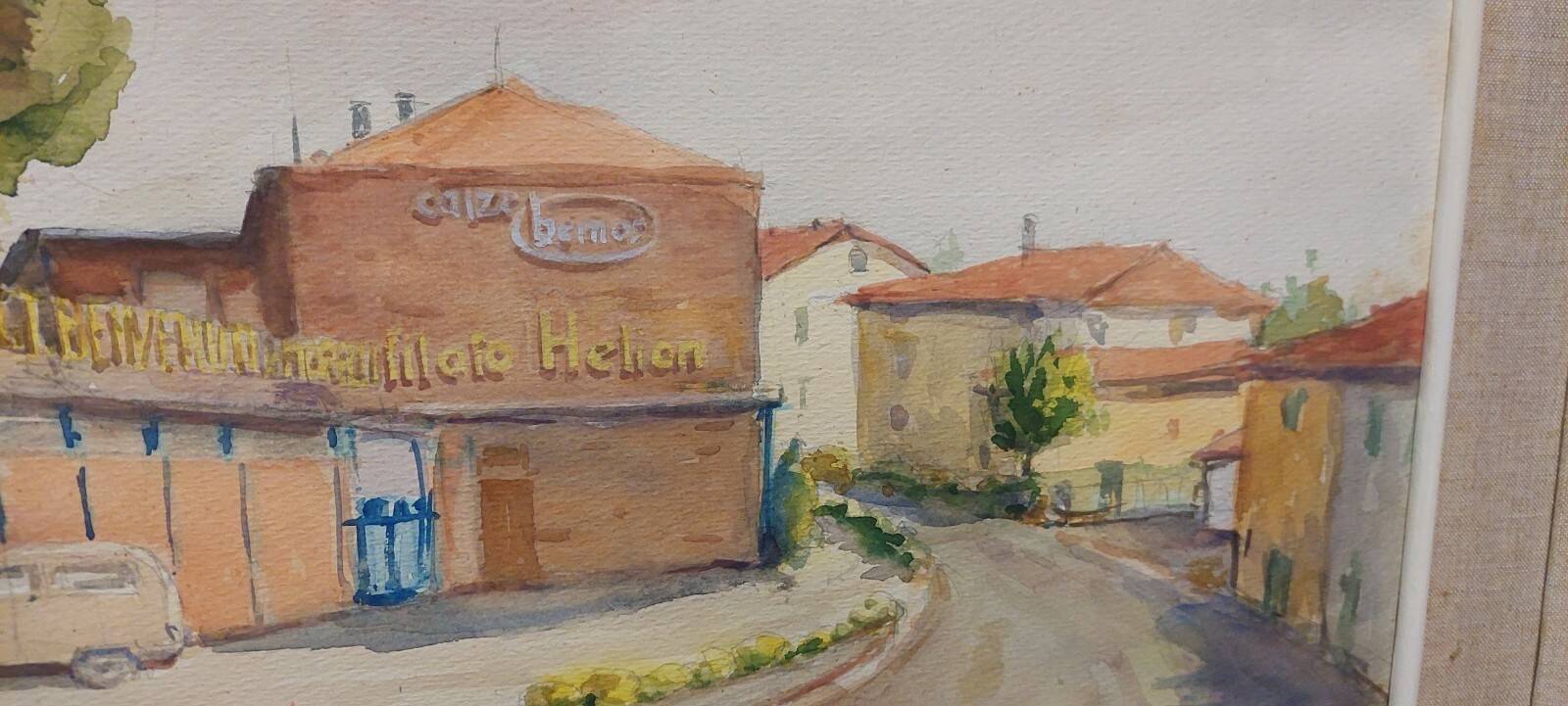 Guido hanset (1910-1992) watercolor on paper view of genoa ? 1968 signed