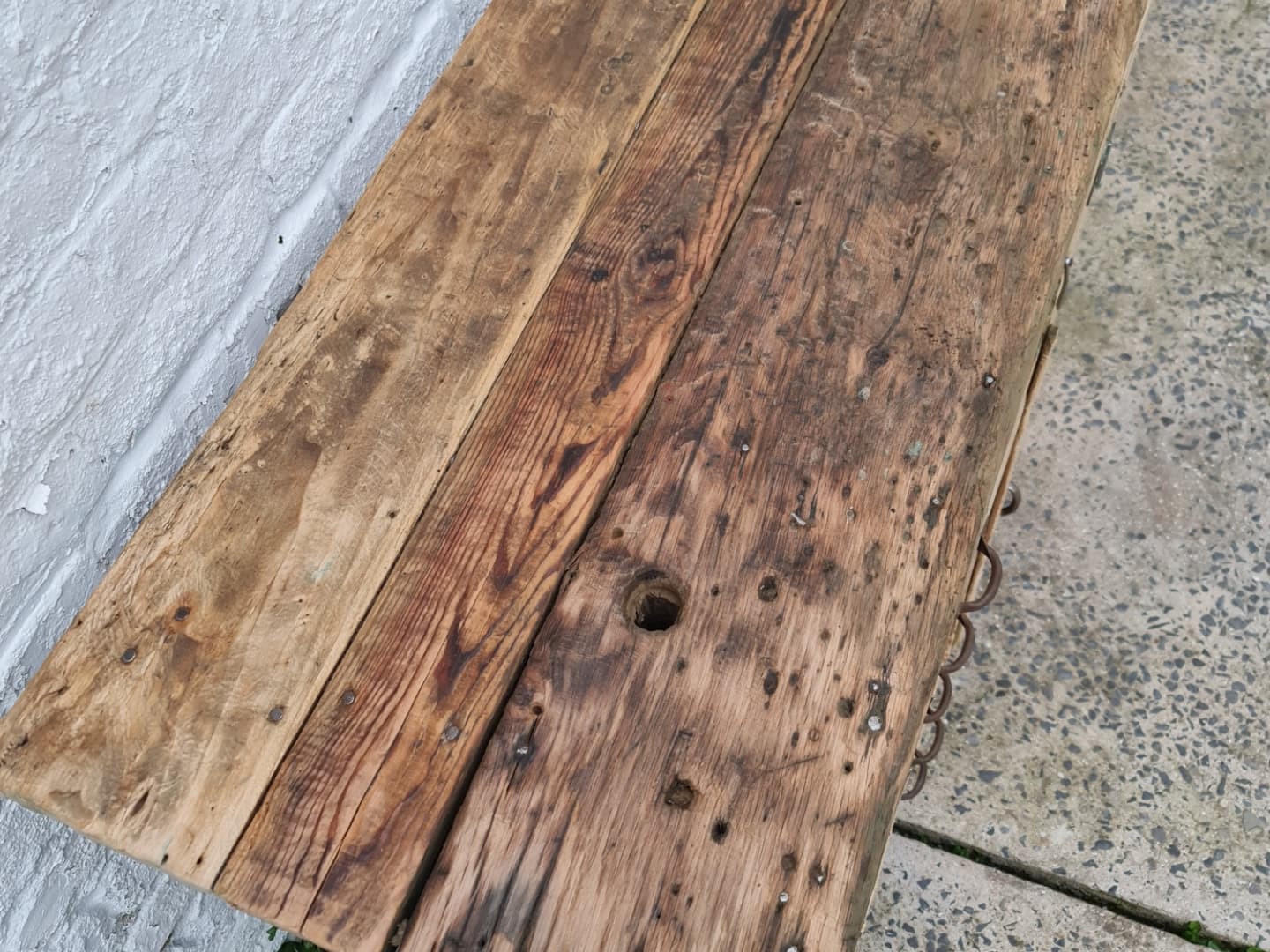 Old established a door and five drawers raw wood