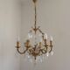 Mid Century Louis XV style cage chandelier - 6 arms - Brass and Crystal