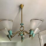 Lustre cônes vert et or 1950