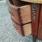 Commode ancienne style louis xv marqueterie plateau marbre