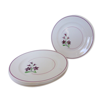 Set of 4 vintage flat plates from the Manufacture des Salins in porcelain