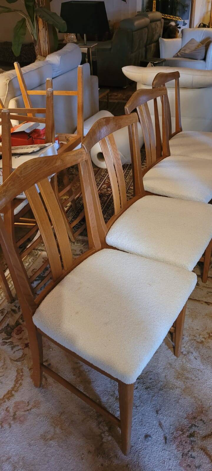 Vintage chair imitation white sheepskin suede 1960