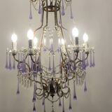 Crystal beaded murano glass chandelier 1960’s