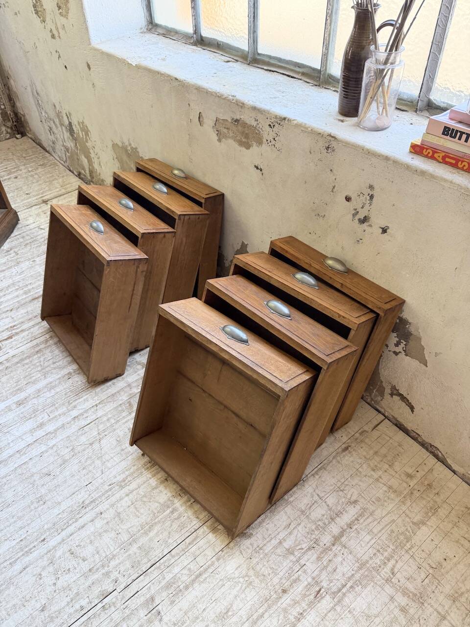 1950s oak office counter