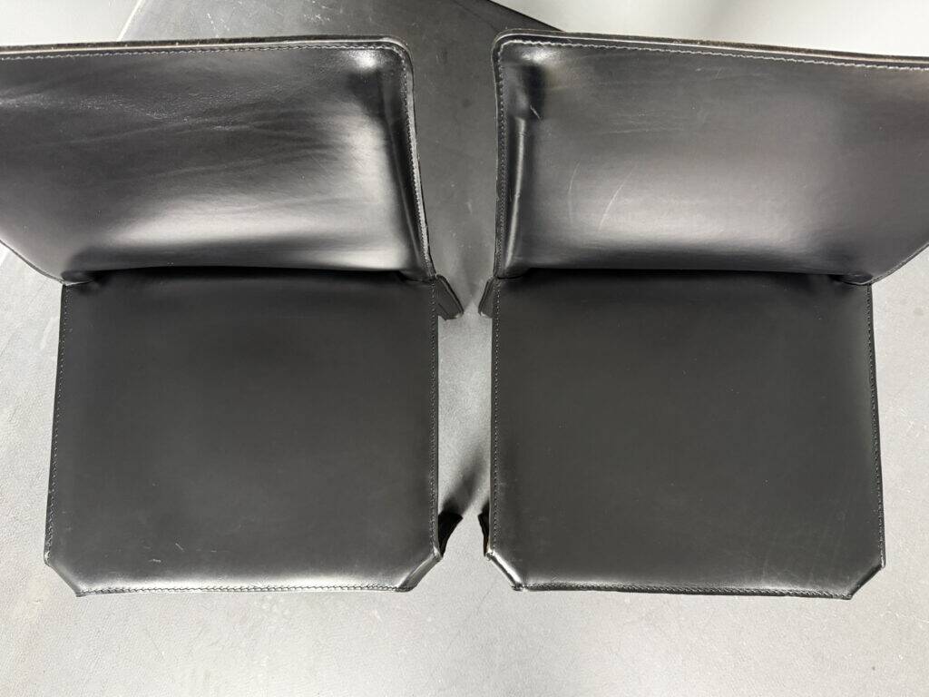 Pair of Cab 412 chairs, saddle leather, by Mario Bellini for Cassina, Italy, 1970s