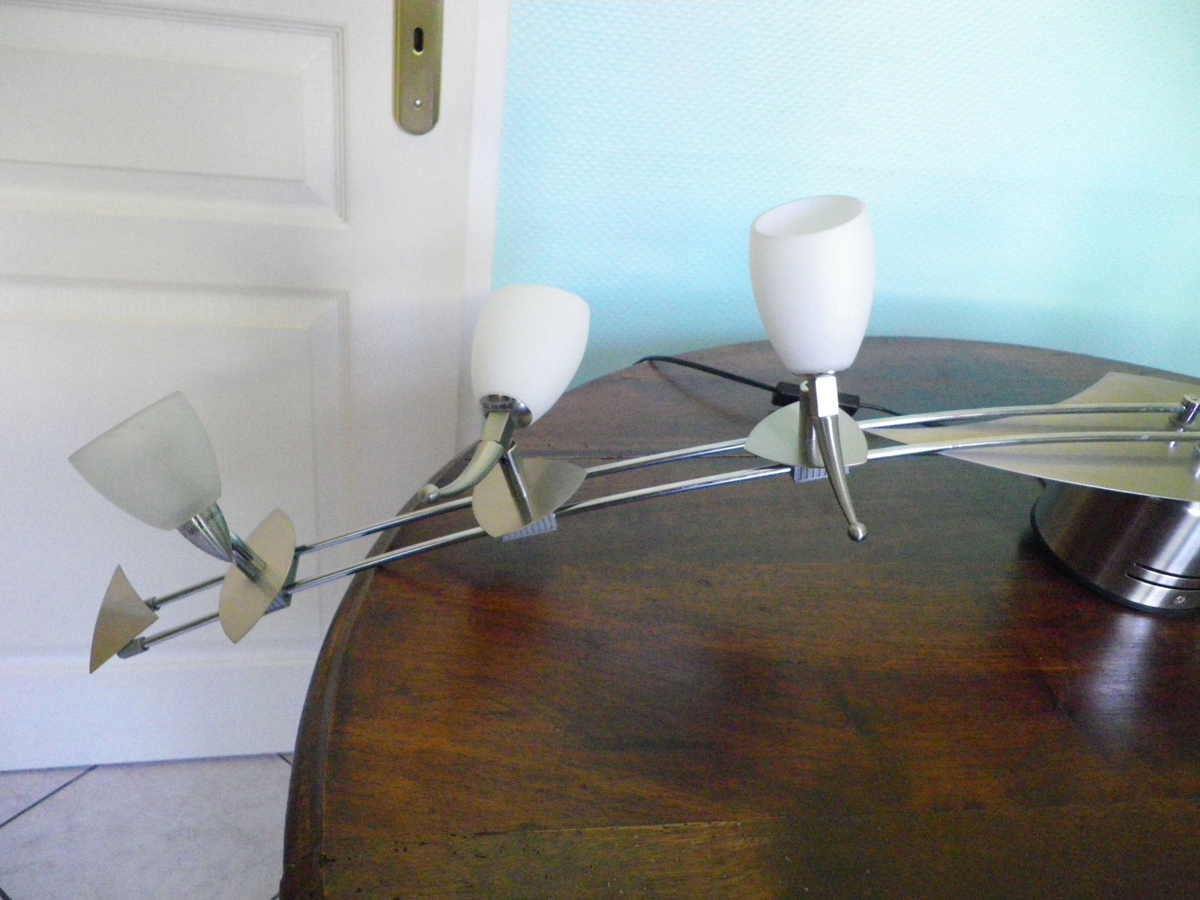 "Paulmann" 1m40 design hanging 6 lights anodized aluminium - 70s