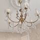 Vintage brass and crystal pendant chandelier with 6 lights
