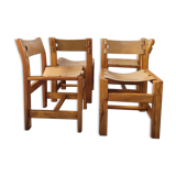 Set of 4 wooden chairs and leather house Regain – 70s