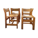 Lot de 4 chaises bois et cuir maison Regain – années 70
