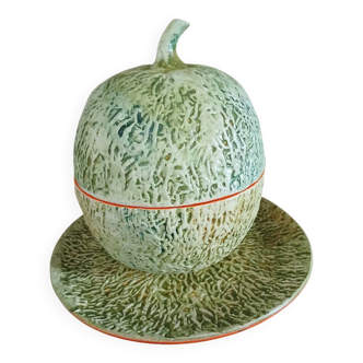 Old pottery ice bucket in majolica