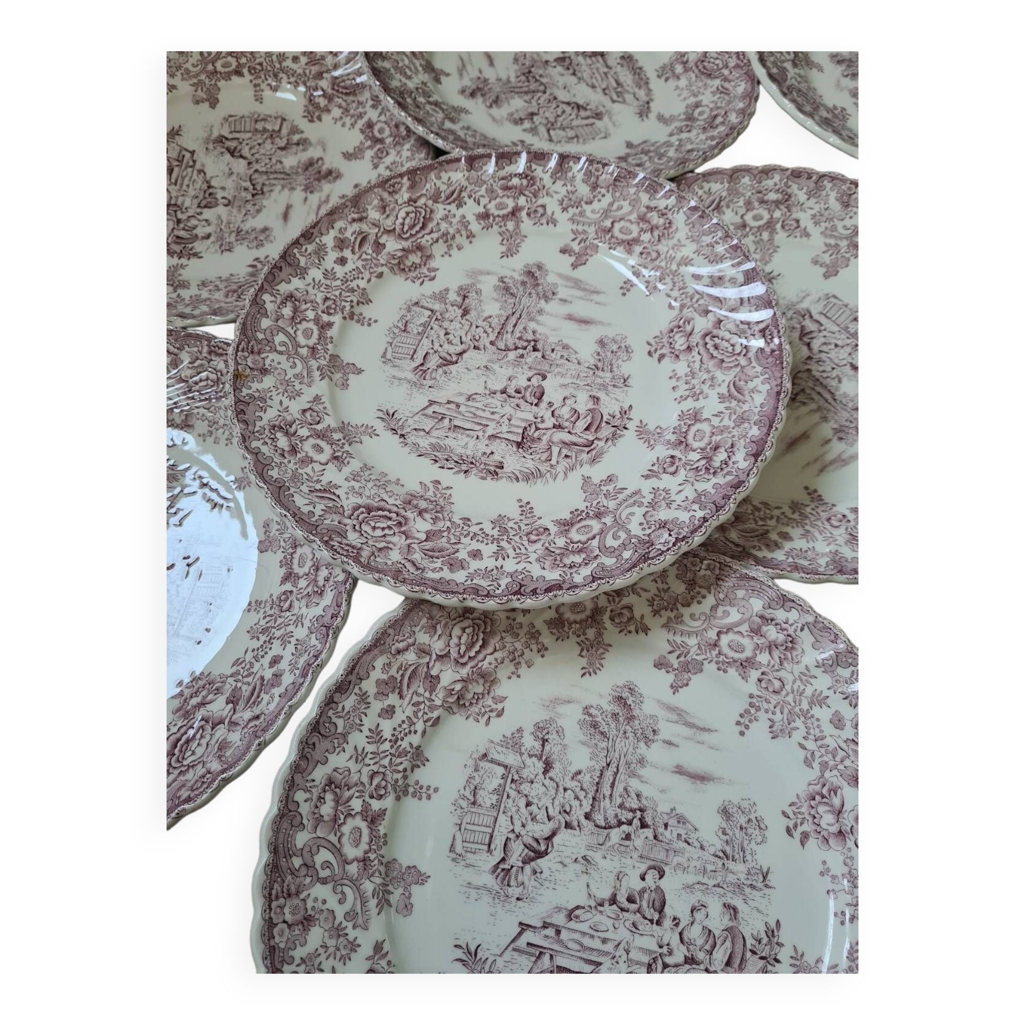 Assiettes Lunéville roses