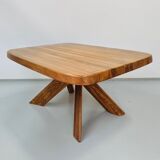 French early edition Aban T35C table in elm attributed to Pierre Chapo, 1970s