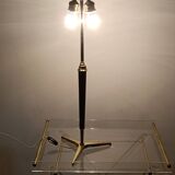 Leather-covered brass table lamp by Jacques Adnet 1950s