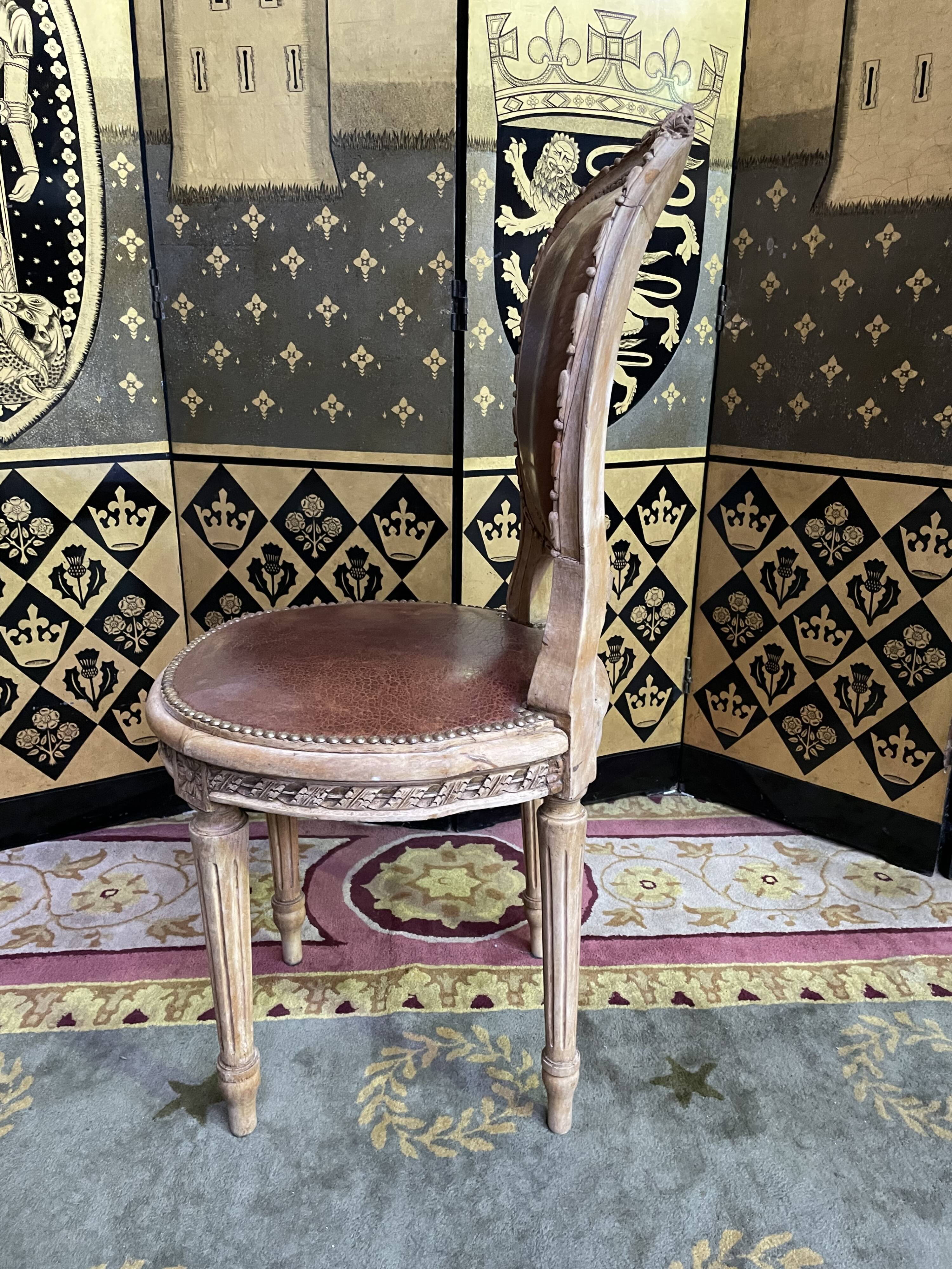 Suite of 6 Louis XVI 1900 leather chairs