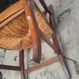 Mulched armchair of golden rye in solid walnut period Restoration around 1820