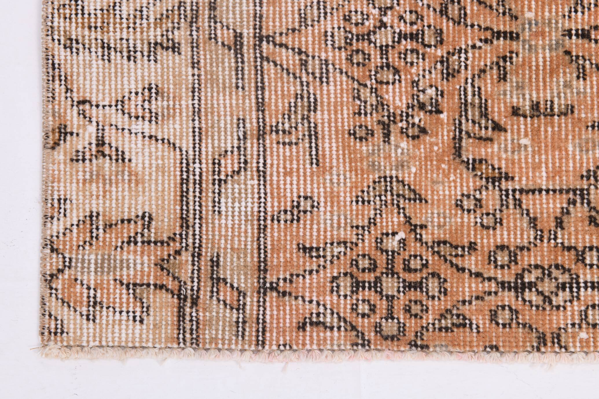 5x8 Peach Orange Handmade Wool Vintage Rug, 144x234Cm