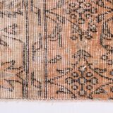 5x8 Peach Orange Handmade Wool Vintage Rug, 144x234Cm