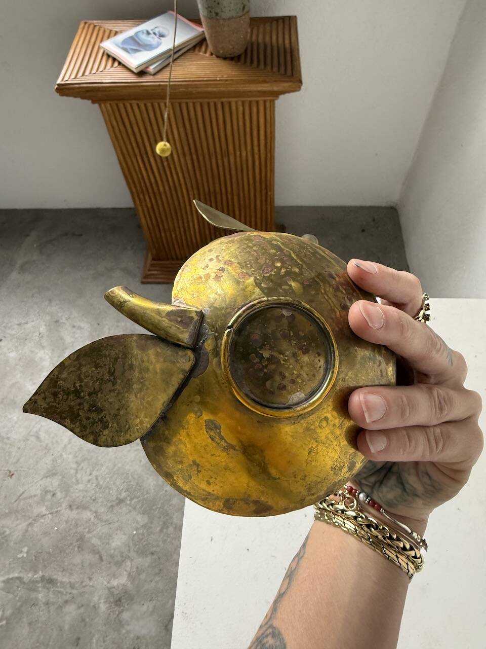 Brass "apple" pocket watch