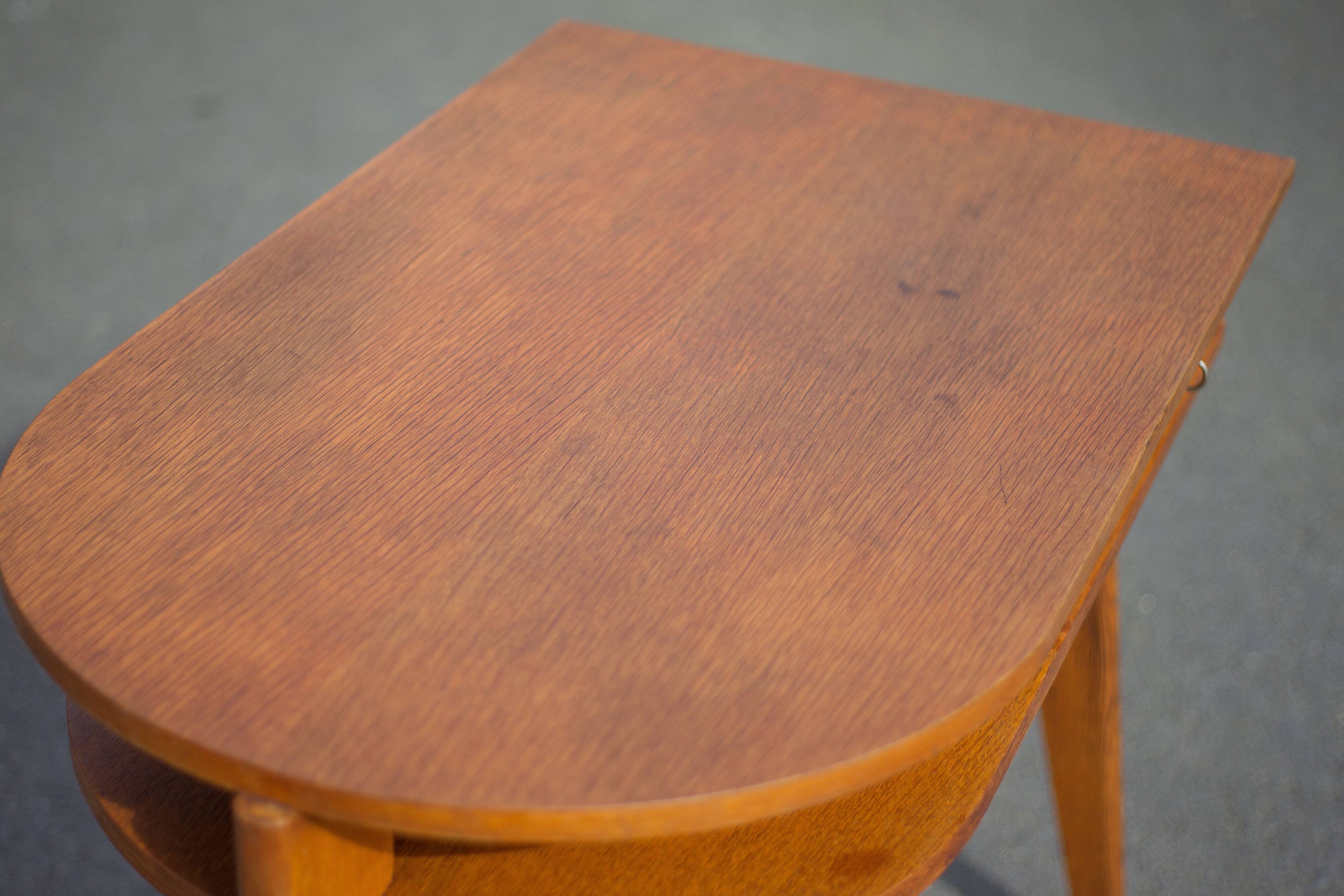 desk, tripod wooden desk, small French designer desk, modernist desk, 50's