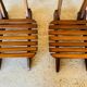 Pair of vintage folding chairs with slats, 1950-1960