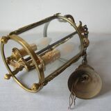 Old pendant lantern light fixture 2 lights in bronze glass decoration hall entrance