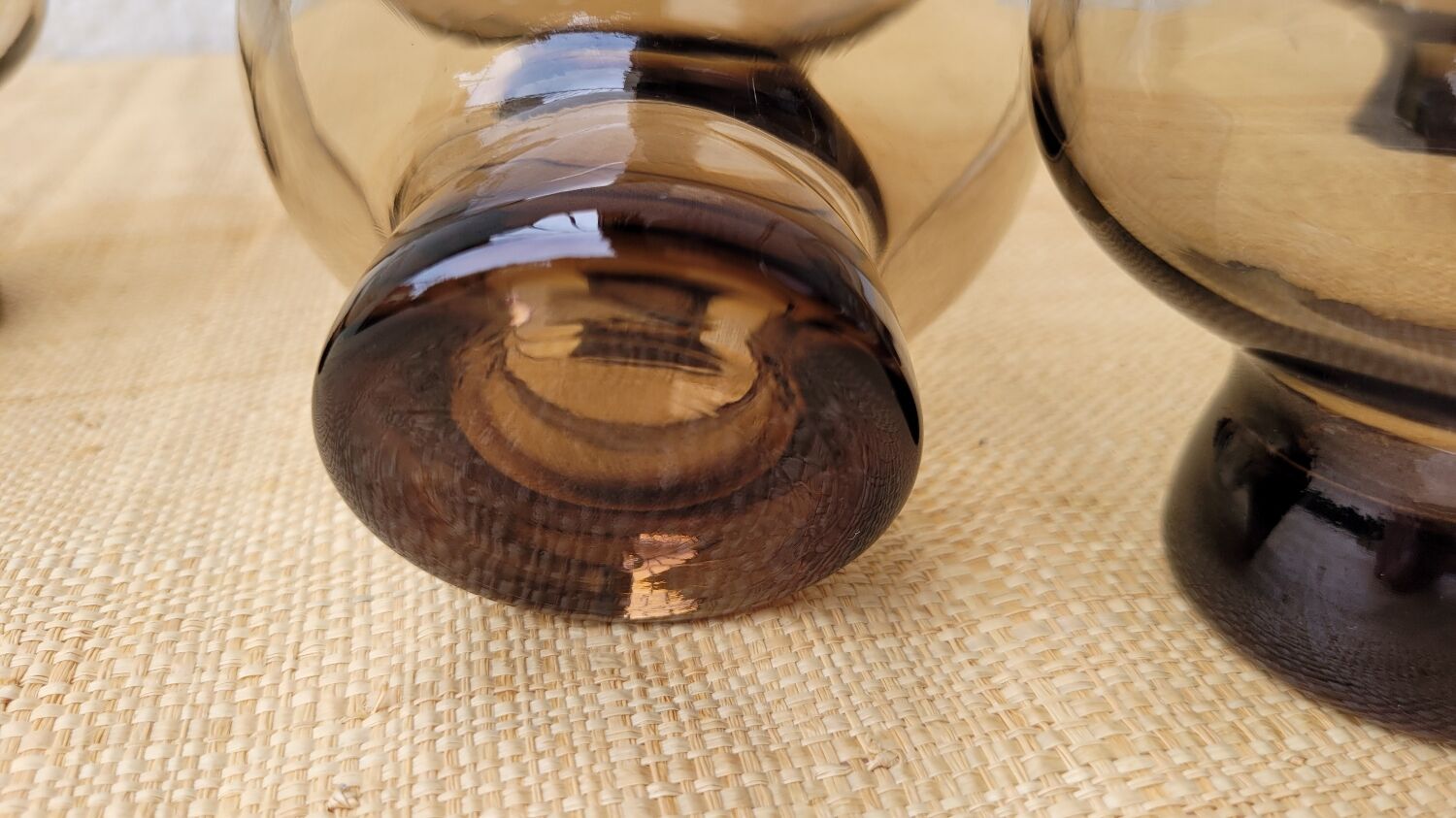 5 70's smoked glass cups