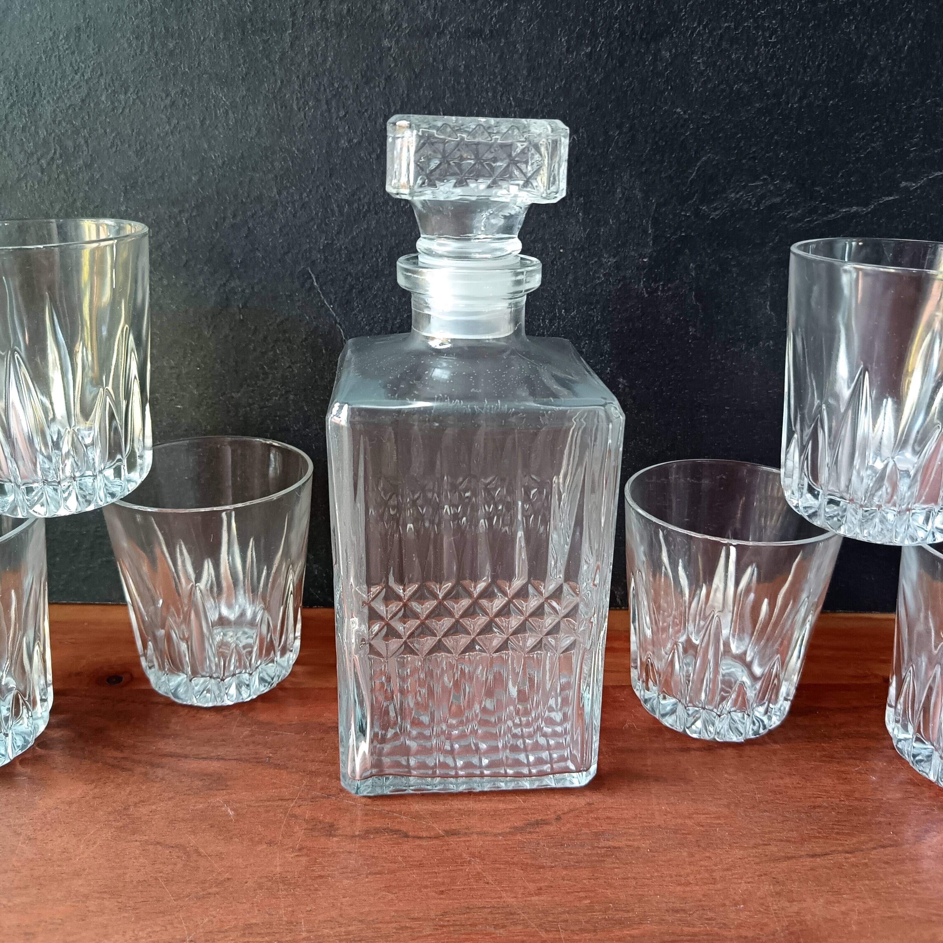 Service à whisky Luminarc verre pressé transparent vintage