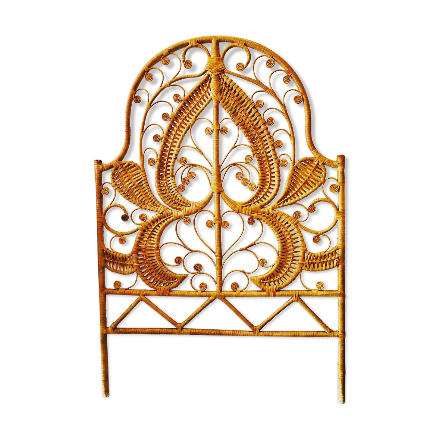 Peacock rattan headboard